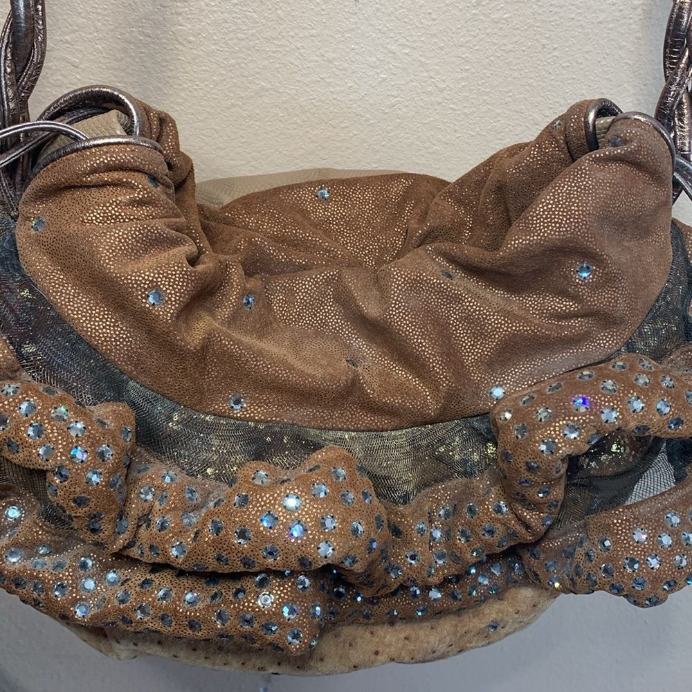 Rita Diana for Mylinka Vintage Soft Leather Swarovski Embellished Y2K Purse - Picture 3 of 8